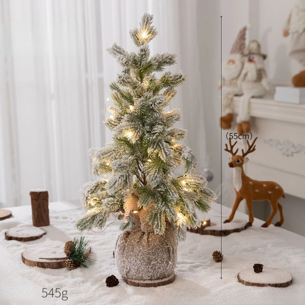 Árvore de Natal de Mesa Artificial com Neve e Luz