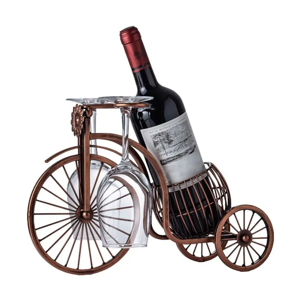 Suporte de Vinho Decorativo Metal Formato Bicicleta Design Retro Cobre