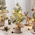 Árvore de Natal de Mesa Artificial com Neve e Luz