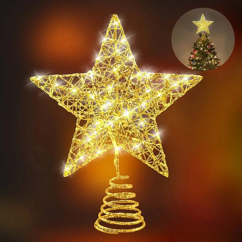 Estrela LED de Ferro Para Árvore de Natal Decoração de Natal