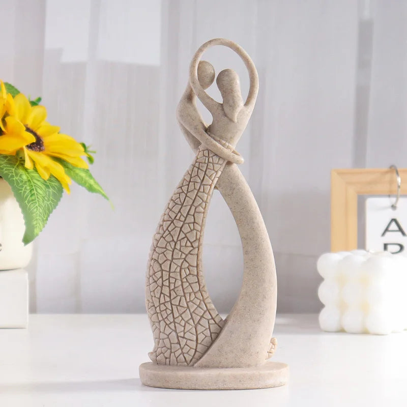 Escultura Abstrata de Casal para Mesa e Decoração Moderna