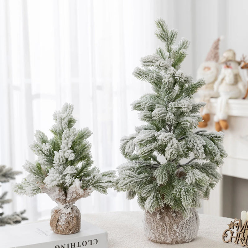 Árvore de Natal de Mesa Artificial com Neve e Luz