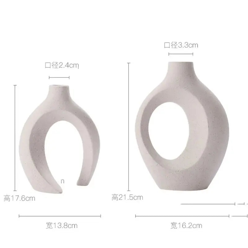 Conjunto com 2 Vasos Decorativos de Cerâmica para Sala e Mesa