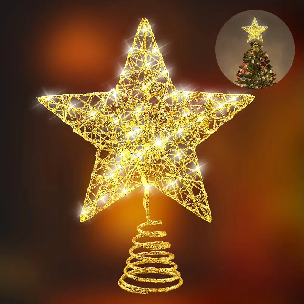 Estrela LED de Ferro Para Árvore de Natal Decoração de Natal
