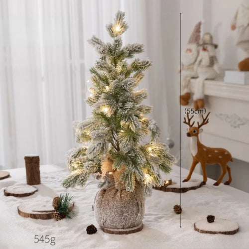 Árvore de Natal de Mesa Artificial com Neve e Luz
