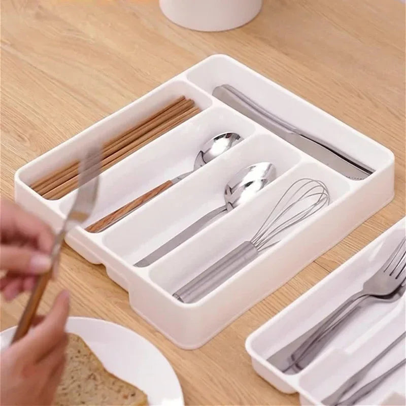 Organizador de Talheres Branco com Divisórias