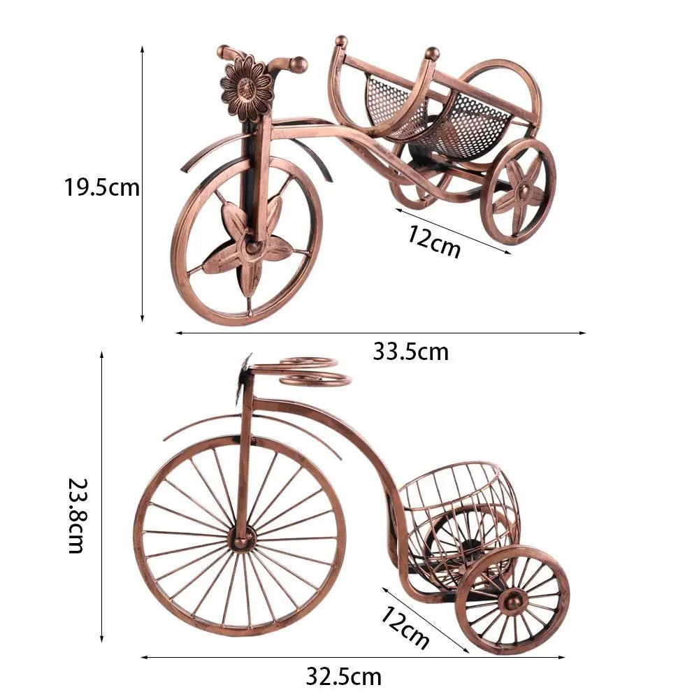 Suporte de Vinho Decorativo Metal Formato Bicicleta Design Retro Cobre