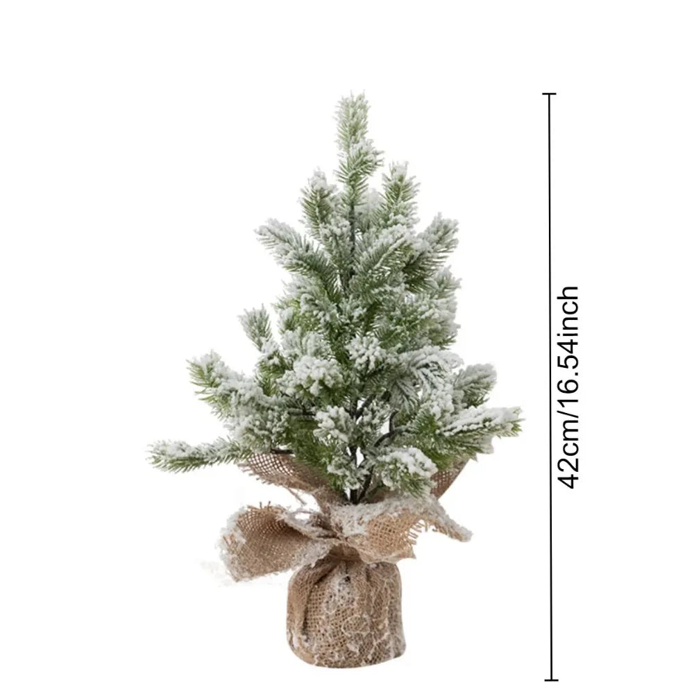 Árvore de Natal de Mesa Artificial com Neve e Luz