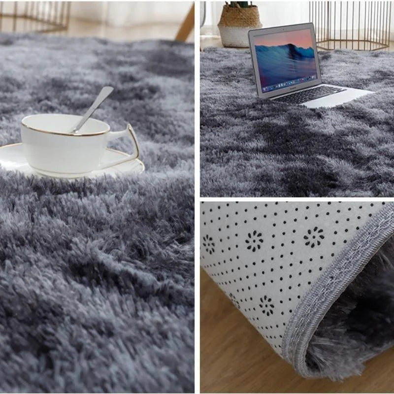 Tapete Felpudo Cinza Escuro Mescla Antiderrapante para Sala - Loja Sem Barreiras