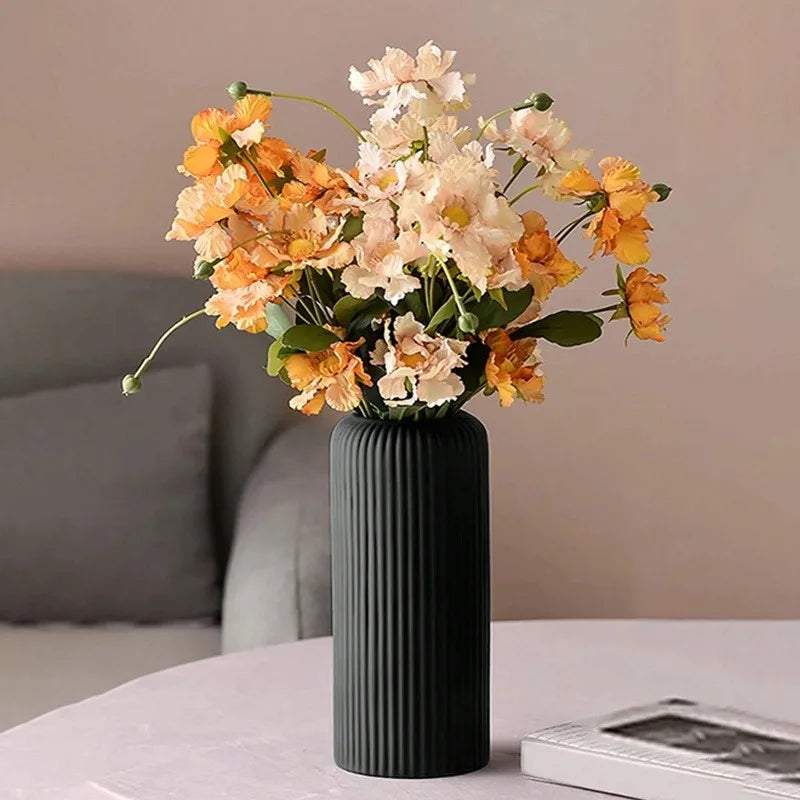 Vaso Decorativo de Cerâmica Cilíndrico para Mesa e Sala - Loja Sem Barreiras